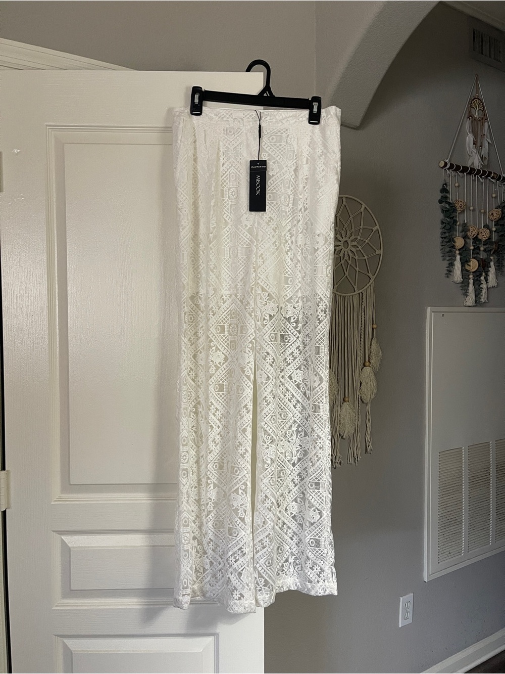 Misook White Lace Wide Legged Pants